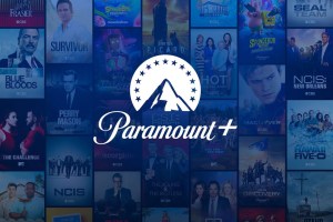 Paramount+ logo with show art behind it