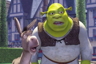 SHREK, Eddie Murphy as Donkey, Mike Myers as Shrek, 2001.