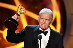 PASADENA, CALIFORNIA - MAY 05: Alex Trebek accepts the Daytime Emmy Award for Outstanding Game Show Host onstage during the 46th annual Daytime Emmy Awards at Pasadena Civic Center on May 05, 2019 in Pasadena, California. (Photo by Alberto E. Rodriguez/Getty Images)