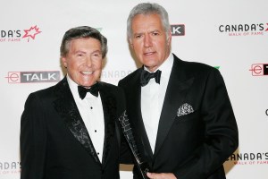 TORONTO, ON - JUNE 03: Presenter Johnny Gilbert and honoree Alex Trebek attend Canada's Walk Of Fame Gala sponsored by Chanel at the HummingBird Centre June 3, 2006 in Toronto, Canada. (Photo by Evan Agostini/Getty Images for Chanel)