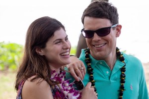Alexandra Daddario as Rachel and Jake Lacey as Shane in The White Lotus