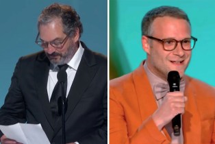 Scott Frank and Seth Rogen at the Emmys
