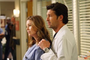 GREY'S ANATOMY, (from left): Ellen Pompeo, Patrick Dempsey, 'I Always Feel Like Somebody's Watchin' Me', (Season 6, aired Oct. 1, 2009), 2005-. photo: Craig Sjodin / © ABC / Courtesy: Everett Collection