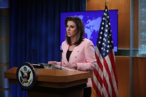 WASHINGTON, DC - JUNE 10: U.S. State Department spokesperson Morgan Ortagus speaks during a media briefing at the State Department June 10, 2019 in Washington, DC. Secretary of State Mike Pompeo discussed topics including the latest development on tension with Iran. (Photo by Alex Wong/Getty Images)