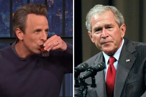 Seth Meyers and George W. Bush