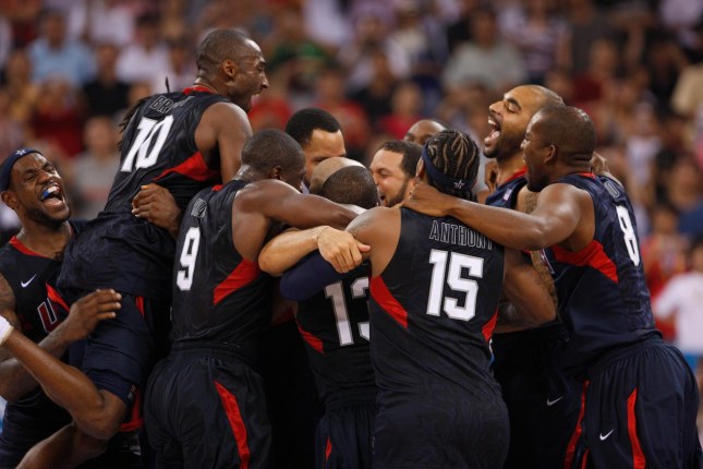 Beijing 2008 OG, Basketball Men - Final, United States of America (USA) 1st - Spain (ESP) 2nd, the members of the American team (USA) demonstrate their joy.