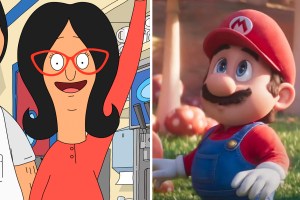 Linda Belcher from Bob's Burgers in a side by side with Mario from The Super Mario Bros.: Movie