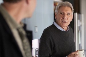 Harrison Ford as Paul on 'Shrinking' holding a mug and talking to Jason Segel's character Jimmy