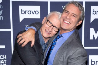 Anderson Cooper hugging Andy Cohen