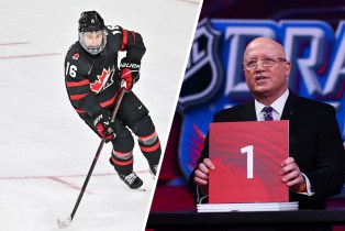 connor bedard and nhl deputy commissioner bill daly draft lottery