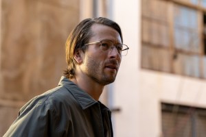 Glenn Powell in a still from Hit Man