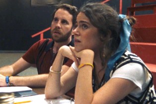 A still from the movie THEATER CAMP, from left: Ben Platt, Molly Gordon, 2023.