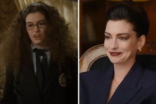 Anne Hathaway in 'The Princess Diaries'; Anne Hathaway rewatching 'The Princess Diaries'
