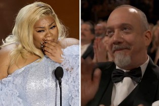 Paul Giamatti crying at Da'Vine Joy Randolph at the Oscars