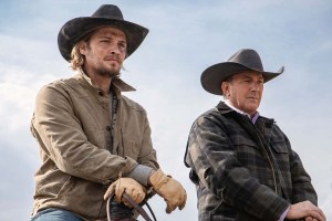 YELLOWSTONE, from left: Luke Grimes, Kevin Costner