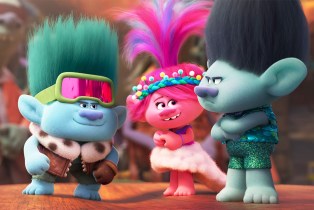 TROLLS BAND TOGETHER, (aka TROLLS 3), from left: John Dory (voice: Eric Andre), Poppy (voice: Anna Kendrick), Branch (voice: Justin Timberlake