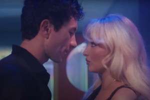 Barry Keoghan and Sabrina Carpenter in the "Please Please Please" music video