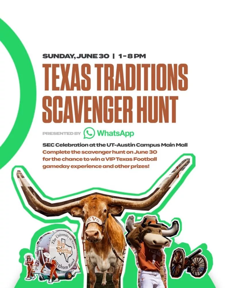 Texas Traditions Scavenger Hunt presented by WhatsApp on the UT campus 