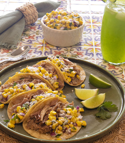 CARNITAS TACOS WITH STREET CORN SALSA