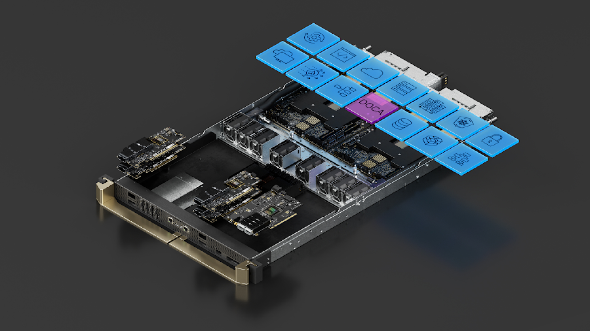 NVIDIA DOCA software applications running on a host server box