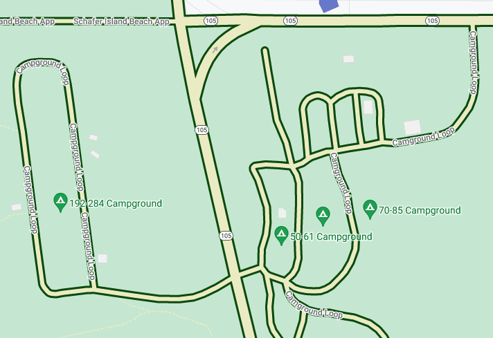 ภาพหน้าจอของแผนที่ที่กำหนดสไตล์เอง ซึ่งแสดงถนนหลายสาย ถนนจะเป็นสีเหลืองซีดและมีเส้นสีเขียว