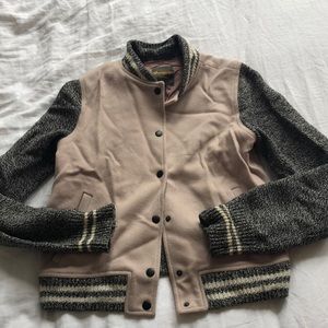 Madewell pink and grey letterman style jacket