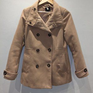 Jessica faux wool tan military pea coat