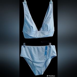 Cupshe womens baby blue 2 piece bathing suit size large