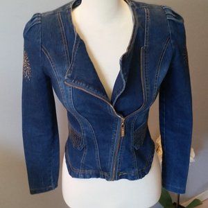 Vintage Y2K beaded fitted jean jacket