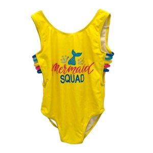 Sol Swim Yellow Mermaid Squad Bathing Swim Suit Large 10/12