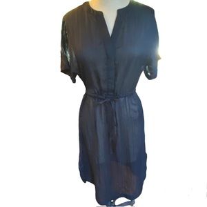 Massimo black sheer dress with elastic & drawstring belt. Short sleeve, size XS