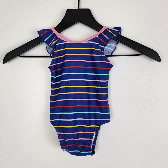 Hanna Andersson Other - Hanna Andersson Navy Striped One Piece Ruffle Bow Colorful Size 60 or 3-6 Months