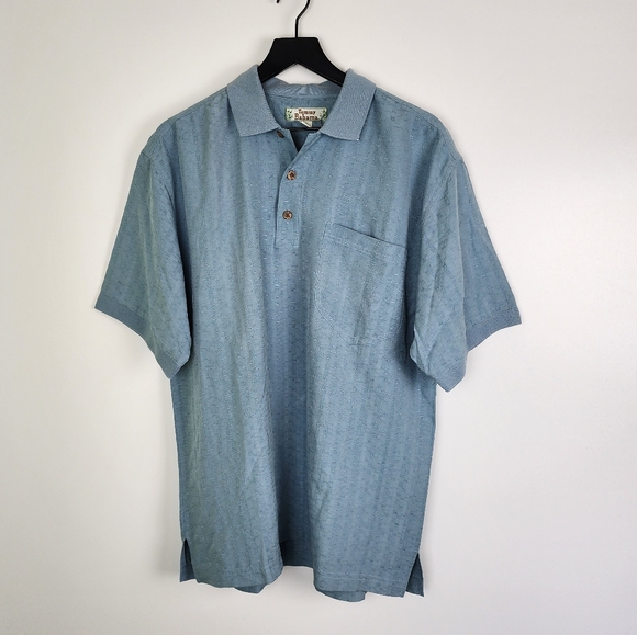 Tommy Bahama Other - Tommy Bahama Nwt 100% Silk Desert Polo Bonita Blue Textured Collared Size Medium