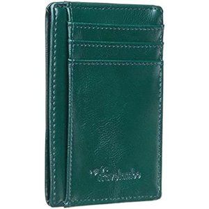 Front Pocket Minimalist Leather Slim Wallet RFID Blocking CH Green P