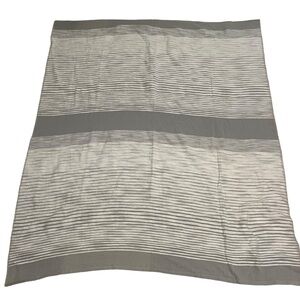 West Elm Textured Striped Throw Gray Cream 50” by 60” New with Tags