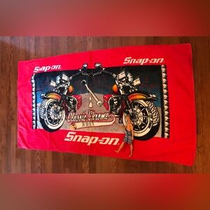 VINTAGE 2001 SNAP ON TOOLS MOTORCYCLE BEACH TOWEL RED SUMMER VACATION