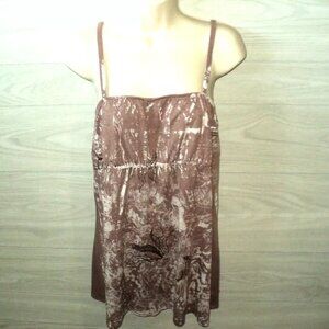 Filati Tank Top Women's Size XL Brown Tie-Dye Camo Spaghetti Straps Cotton Blend