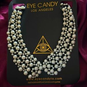 NWT EYE CANDY FABULOUS GLASS PEARL COLLAR/CHOKER STATEMENT NECKLACE