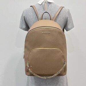 Michael Kors Jet Set Vegan Leather Medium Chain Backpack Bag in Camel