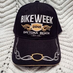 Bike Week 2015  Daytona Beach Hat Harley Adjustable Black Orange Embroidered