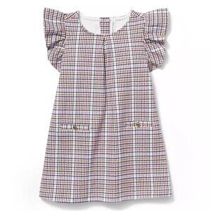 Janie & Jack Cranberry Navy Plaid Ruffle Sleeve Knee Length A-Line Fall Dress 3