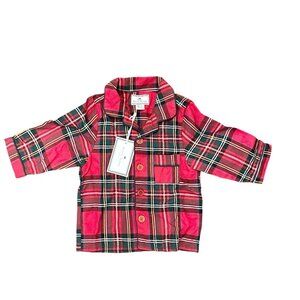 Petite Plume Tartan Plaid Pajamas Size 12-18M Christmas Button Down PJ TOP ONLY