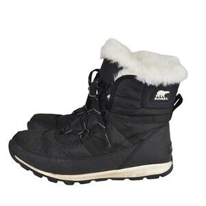 Sorel Whitney Short Lace Winter Boot Black Waterproof Snow Boots Size  10