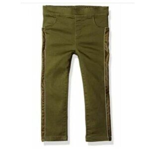 NEW Crazy 8 Pull On Elastic Waist Olive Army Tuxedo Stripe Jeans Pants 4T NWT