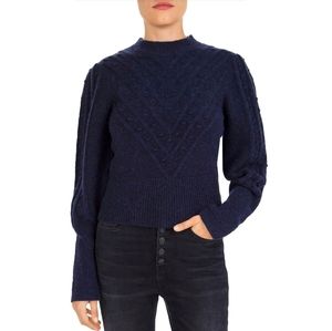 The Kooples Paris Popcorn Chevron Wool Blend Puff Sleeve Sweater