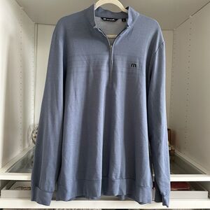 Travis Mathew Golf 1/4 zip Pullover Shirt Sport Mens Size XL Blue Palm Reader