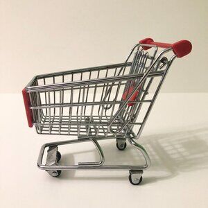 Small  Metal Plastic Shopping Mini Grocery Cart Toy Shopping Cart Miniature