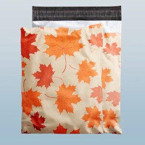 Set of 10 Maple Leaf Fall Autumn Polymailer Bags - Self-Sealing Adhesive