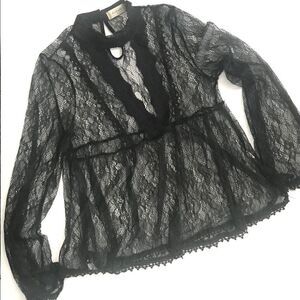 Altar’d State Dark Gray Lace Top