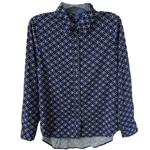 IZOD Geometric Print Button Shirt/Blouse Size PS NWOT